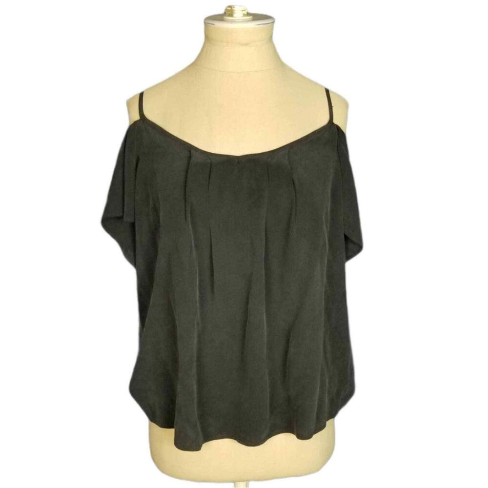 Joie 100% Silk Cold Shoulder Cami Top Black Size S